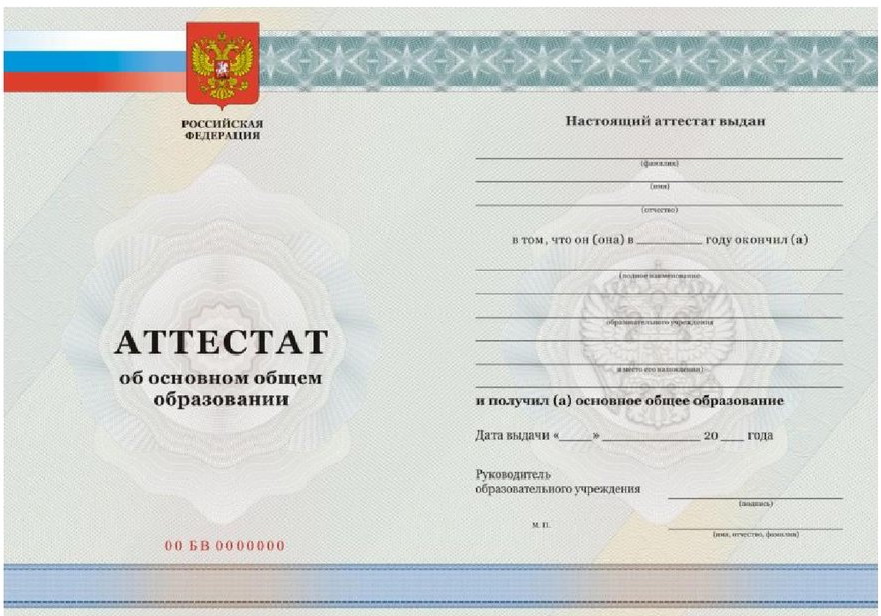 Аттестат за 9 класс 2011-2013 года